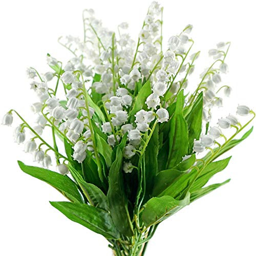FiveSeasonStuff 12 Stems of Artificial White Lily of the Valley Flowers for Home Decorating Wedding Bouquet 38cm (15 inches)