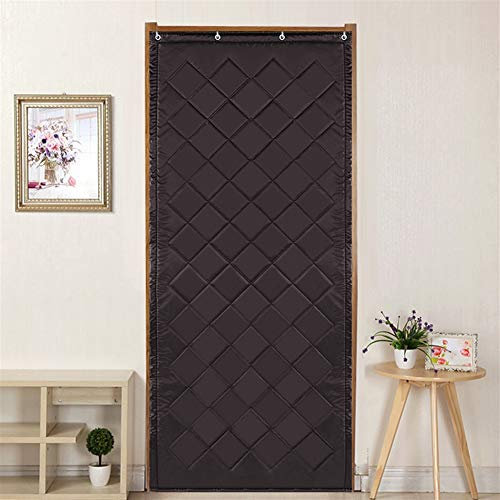 Liveinu Rideau De Porte Isolant Thermique Isolation Porte Avec Matelassé Diamant Coton Rideau d'occultation Coupe-vent Imperméable Isolation Phonique Marron 90x200cm