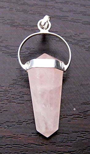Ciondolo con doppio puntatore in quarzo rosa, regalo alla moda, energia positiva e cristallo curativo amore pace, meditazione potente accessorio artigianale