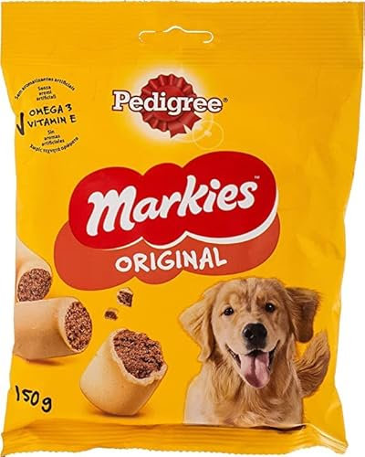 Pedigree Markies Delikatesse Mini-Markknoche Knusprig Fleischige Biscuitvergnügen für Hunde 15 x 150gr
