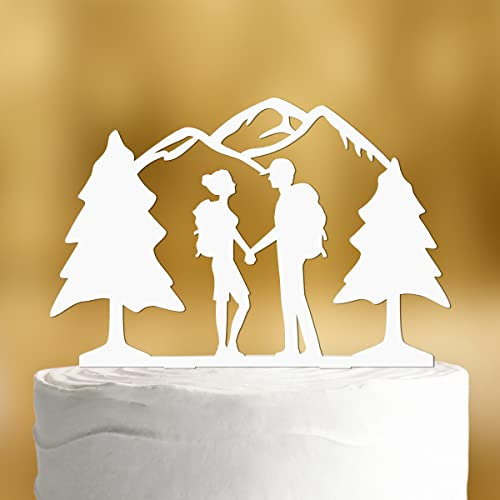 Cake Topper Gipfelstürmer [Hochzeitspaar in den Bergen] - Acryl deko weiss deko Hochzeitstorte deko Kuchen deko Hochzeit Tortendekoration Verlobung Tortenstecker Hochzeit Tortendeko Wedding cake