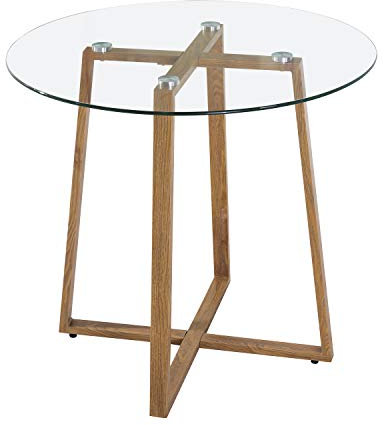 IPOTIUS Table Salle à Manger en Verre Scandinave Table Ronde 80cm pour 2 à 4 Personnes Table de Cuisine Moderne avec Pieds en Métal 80x75cm