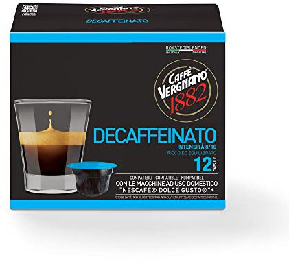 Caffè Vergnano 1882 - Capsules Compatibles avec Nescafé Dolce Gusto, Décaféiné - Pack de 12 capsules