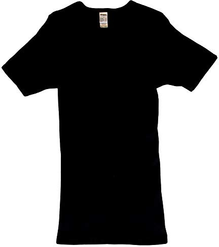 HERMKO 3842 Herren Kurzarm Shirt Doppelripp aus Bio-Baumwolle, 1/4- Arm Unterhemd, Größe:D 10 = EU 4XL, Farbe:schwarz