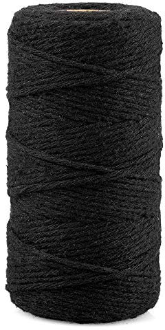 jijAcraft 2MM Butchers String, 328ft Strong Black String, Natural Food Grade Cooking Twine, Cotton Cord for Kitchen Rotisserie Chicken, Tying Meat, Making Sausage