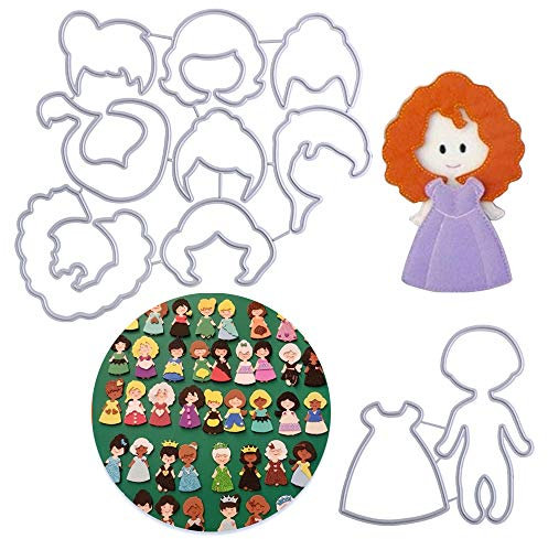 VINFUTUR Stanzschablonen Prinzessin Mädchen Prägeschablonen Metall Stanzformen für DIY Karte Sammelalbum Scrapbooking Fotoalbum Deko Cutting Dies