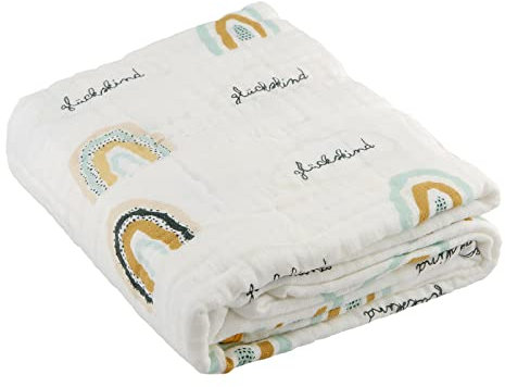 Mama Poppins | Wickeltuch mit süßem Schriftzug Glückskind aus 100% Musselin Bio-Baumwolle. 2-lagig, extra weich und flauschig, 120x120 cm. Pucktuch, Stilltuch, Spucktuch und Kinderwagendecke.