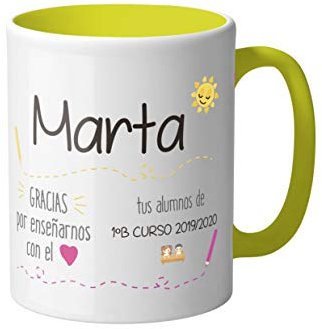 AR Regalos Taza Personalizada para Profesora Gracias por Enseñarnos con el Corazón - Regalo Original para Profesoras y Maestras