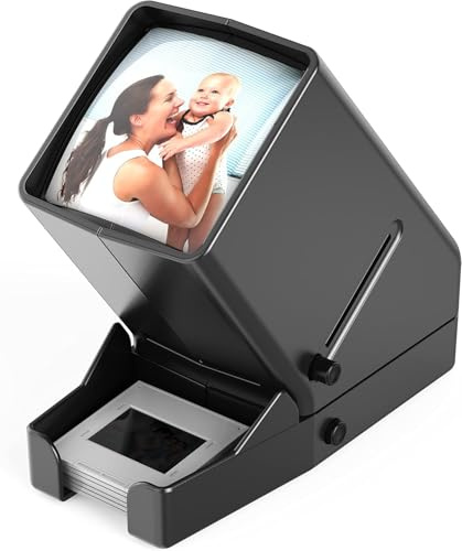 DIGITNOW 35mm Slide Viewer, 3X Magnification and Desk Top LED Lighted Illuminated Viewing and Battery Operation-for 35mm Slides & Positive Film Negatives(4AA Batteries Included)