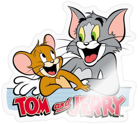 Spreadshirt Tom Und Jerry Fröhliche Freunde Sticker Aufkleber, 10 x 10 cm, Transparent glänzend
