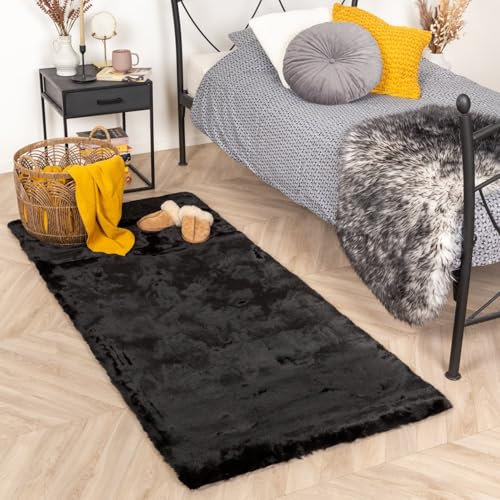 FRAAI | Home & Living Hochflor LäUfer - Comfy Supreme Schwarz - Shaggy, Einfarbig - Modern, Skandinavisch - Schlafzimmer, Flur - Fellteppich - Carpet