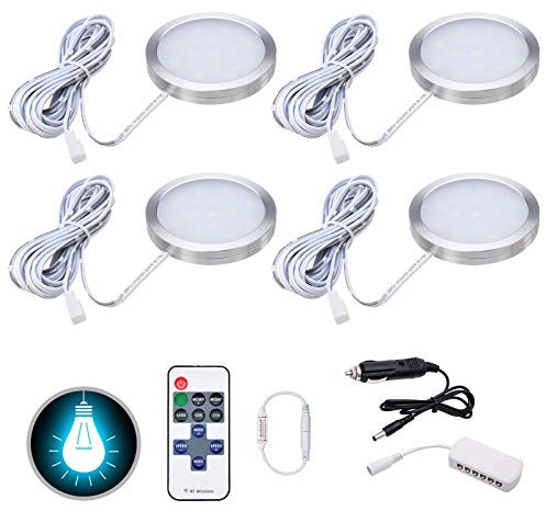 ConBlom 4 Stück LED Einbaustrahler, 2W 6000K 12V Licht für Wohnmobil, Neutralweiß LED Spotlight Indoor Fernbedienung für Wohnmobil T4 T5 Wohnmobil Caravan Light