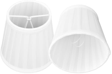 2 Stück Kleine Lampenschirme Aufstecken E14 Weiß Plissee Fabric Stoff Lampenschirm Modern Simple Clip on Lampshades für Kronleuchter Wandleuchte Tischlampe
