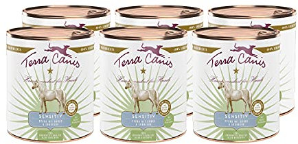 Terra Canis Pferd, Gurke & Erdbeere - Sensitiv Nassfutter, 6x800g I Premium Hundefutter für verdauungssensible Hunde I Allergenfrei, getreidearm & leicht verdaulich…