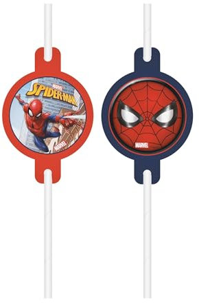 Procos 4 Strohhalme Medaillon Spiderman Fighter - Blau
