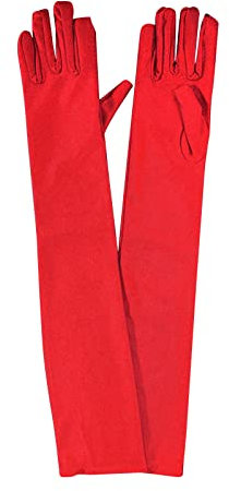 Andiker Damen Lange Handschuhe, Satin Opera Fest Party Hochzeit Braut Handschuhe (Rot)