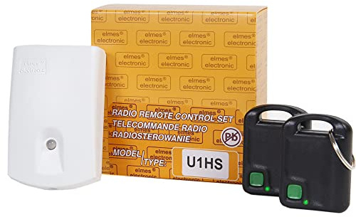 Funk Set 12V Empfänger UH1S und 2x Handsender UMB100 mit 433MHz 1 Kanal mit Keeloq Verschlüsselung als Impulsgeber für Garagentore, Toreinfahrten