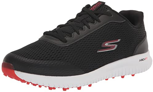 Skechers Elite 5 Range Relaxed Fit Waterproof Spikeless Golf Shoe, Zapatillas Hombre, Negro/Rojo, 43 EU