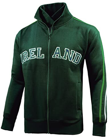 Herren Doppelkragen Irland Retro Jacke mit Reißverschluss, Grün , Large