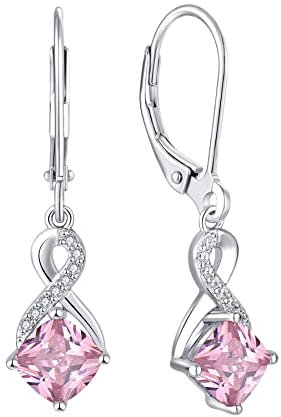 Starnny Damen Ohrringe Silber 925 Unendlichkeit Ohrringe hängend Creolen Baumeln 3A Zirkonia Oktober Geburtsstein Turmalin farbe Schmuck für Frauen