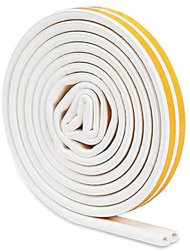 Gvolatee Burlete Puerta Entrada 9 X 6mm, Tira de Sellado Junta Autoadhesiva para Ventanas, D-Tipo Goma Adhesivo Cinta Espuma Aislante Frio, para Ruido, Colisión (6M)