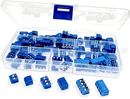 JZK Morsettiera PCB 2P 3P 4P passo 5mm, 300V 15A 2 Pin 3 Pin 4 Pin Morsettiera a vite per PCB, connettori a vite da 5 mm, blu