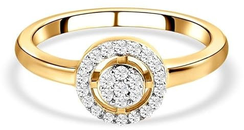 SHOP LC Weißer Diamant Ring 925 Silber Gelbgold Vermeil (Größe 20.00) ca. 0 20 ct