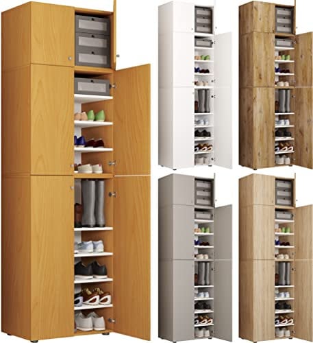 VCM Schuhschrank Weiß 70x39x223 cm 6 Türen 10 Fächer Holzwerkstoff Flur