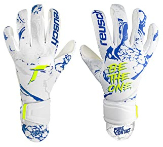 Reusch Torwarthandschuhe Kinder | starker Grip & ergonomische Passform | starker Halt, atmungsaktiv, für Training & Spiel, geeignet für Naturrasen & Kunstrasen, Größe 4-7, Pure Contact Silver Junior