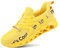 QDCFY Sneaker Herren Outdoor Leicht Atmungsaktive Plateau Turnschuhe Freizeitschuhe Sportschuhe Mesh Laufschuhe Straßenlaufschuhe Gelb 42EU