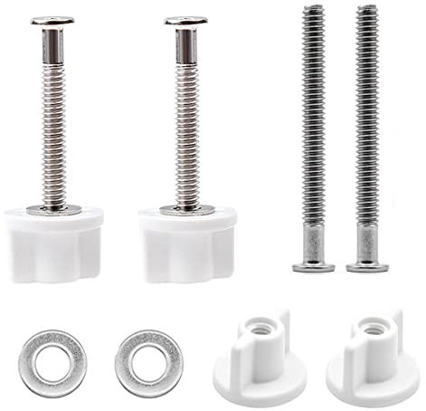 2 Sets Toilet Seat Screws and Bolts, Toilet Seat Fixings Fix Expanding Top Nuts Screws with Metal Washers Toilet Bolt Set for Replacing Top Mount Toilet Seat Hinges