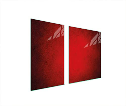 DarHaus Plaque de protection universelle pour plaque de cuisson 100 x 52cm 2 pièce Pour plaques de cuisson Protection contre les éclaboussures Planche a découper en verre trempé, Rouge
