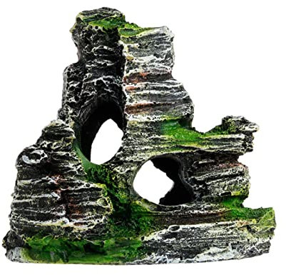 WOTEG Aquarium Landschaft Felsen, hohe Felsen Aquarium Dekorationen | Höhlen Steingarten Landschaft Baum Felsen Höhle für kleine Fische Garnelen Spielen Ornament