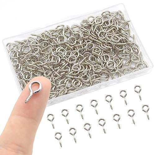 Hocansen 300 Pezzi Occhielli a Vite 17x8mm Bulloni a ganci occhiello Ganci a Vite Acciaio Inossidabile con Filettatura per Legno, Artigianato (17.7 * 8.8mm)