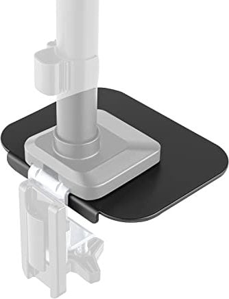 Spacetronik Verstärkungsplatte für Monitorhalterung aus Stahl, Schutzplatte für empfindliche & dünne Tischplatten, Stabilisierungsplatte mit Klemmbefestigung & Tüllenmontage, 190×153,5×15 mm