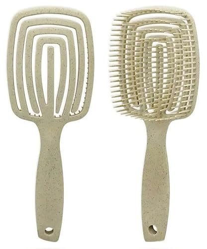 LIFEBLOOM nachhaltige Haarbürste biologisch abbaubare Weizen Haarbürste ohne Ziepen für Damen, Herren & Kinder 100% Vegan und aus Weizen - Profi Detangler - Professionele Entwirrbürste (Square)
