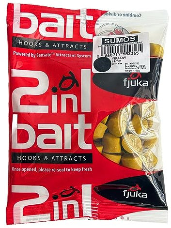 Fjuka 2in1 ‘Sumo’ - 14mm Fishing Bait | Big fish bait | Hookbait & feed | Carp, barbel, tench, bream (Yellow)