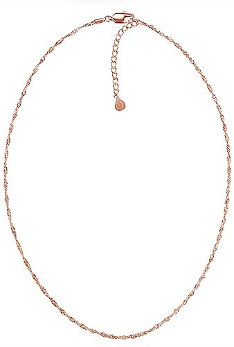 day.berlin Damen Halskette Twist in Rosegold 18k vergoldet, filigrane Kette gedreht ohne Anhänger 42cm + 5cm, variable Länge aus 316L Edelstahl, nickelfrei & wasserfest
