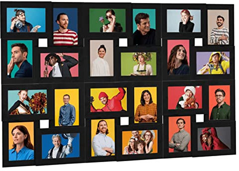 Homgoday Mehrfach-Bilderrahmen, Set mit 24 Bilderrahmen, Fotorahmen mit MDF-Platte, kann an der Wand oder am Tisch platziert werden, DIY-Bilderrahmen, Collage für Foto, Schwarz