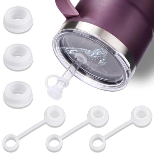 AIERSA 3Pcs Spill Stopper for YETI Cup Straw Lid, and 3Pcs Straw Cover Cap Toppers Suitable for Yeti Cup Accessories for 20, 16, 24, 25, 26, 35,42 oz Tumbler, Silicone, Leak Proof