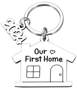 Llavero para el hogar 2024, regalos de inauguración de la casa, regalos de mudanza para mujeres y hombres, parejas, nuevos propietarios de viviendas, recuerdos para el hogar (Our first home Keychain)