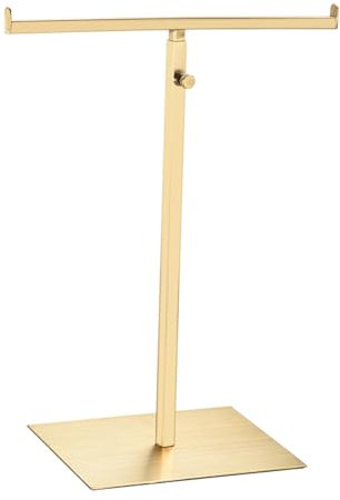 sourcing map Purse Display Stand T Shaped Metal Adjustable Handbag Rack Double Hook Holder Necklace Organizer for Home Boutique Store - Gold