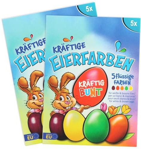 com-four® 10x Eierfarben kräftig - einfach Eier kaltfärben - flüssige, kräftige Eierfarben für weiße und braune Eier - flüssige Ostereier-Farbe (0010 Stück - Kräftig)
