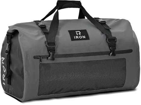 IRON JIA'S Motorradtasche Gepäckrolle wasserdichte Motorrad Hecktasche Satteltasche Reisetasche mit rollversiegelten Schultergurten geeignet für Motorrad Radfahren Camping Wassersport Grau-50L