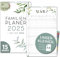 Kleiner Familienkalender 2025 5 Spalten FLORAL 19,5 x 32,5cm Familienplaner 2025 und Okt-Dez 2024 Wandkalender Wandplaner 2025 STICKER Recycling Urlaub, Pflanzkalender Aquarell Kunst Schön Deko Blume