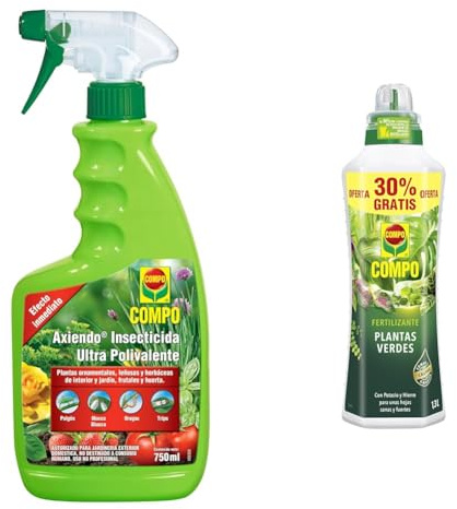 COMPO Axiendo Insecticida ultrapolivalente, Para plantas de interior y exterior & Fertilizante de plantas verdes para plantas de interior, balcón y terraza