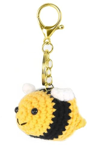 KZXCVS Schlüsselanhänger Süße gehäkelte Biene, Plüsch Hummel Schlüsselanhänger Plüsch Biene Hummel Anhänger Unisex Biene Schlüsselanhänger, Geflochtenes Schlüsselhalter Biene Schlüsselring