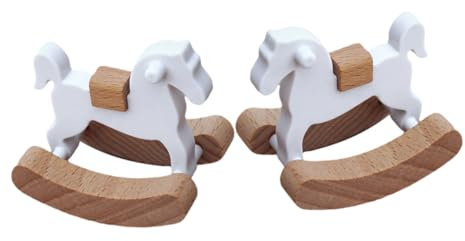 HEMOTON 2 Stück Kleines Holzpferd Miniatur Schaukelpferd Aus Holz Miniatur Schaukelpferd Miniatur Schaukelstuhl Möbel Mini Puppenhaus Dekoration Puppenhaus Pferdestuhl Mini