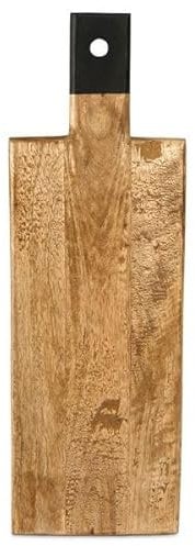 Bravich Mango Wood Chopping Board with Black Handle. Wooden Chopping Board for Food Prep, Serving Tray, Pizza Paddle & Cheese Board. Wooden Chopping Boards for Kitchen Accessories - 40cm