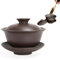 Comebachome Gaiwan Teacup 5oz Zisha Purple Clay Cup di tè Cinese 3,9x3,2 Ciotola da tè Kungfu con Coperchio e piattino Tradizionale Tazza di tè Gaiwan, Tazza di tè Cinese, gaiwan